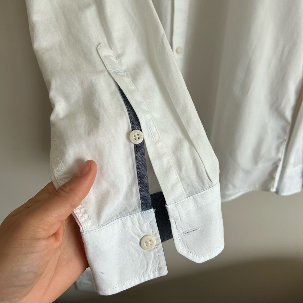 Tommy Hilfiger White Denim Chambray Cuff Button Down Dress Shirt Regular Fit XL - Picture 4 of 9